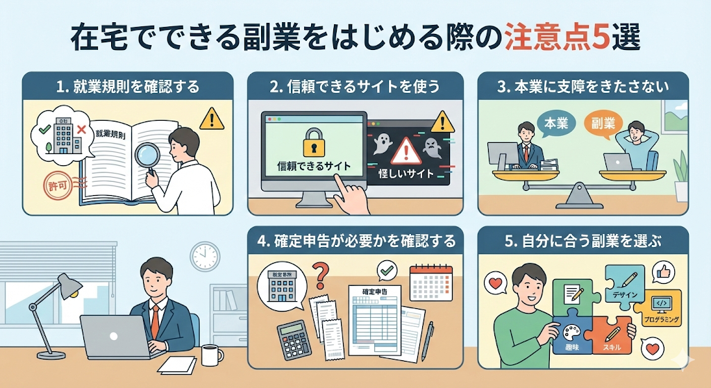 在宅副業の注意点